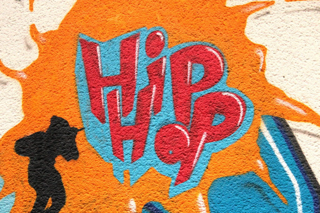 Wall mural bearing the text Hip Hop for the post on what are the benefits of hip hop dancing.